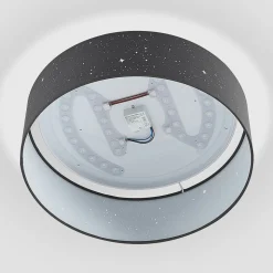 Lindby LED plafondlamp Ellamina, Ø 40 cm, donkergrijs, textiel