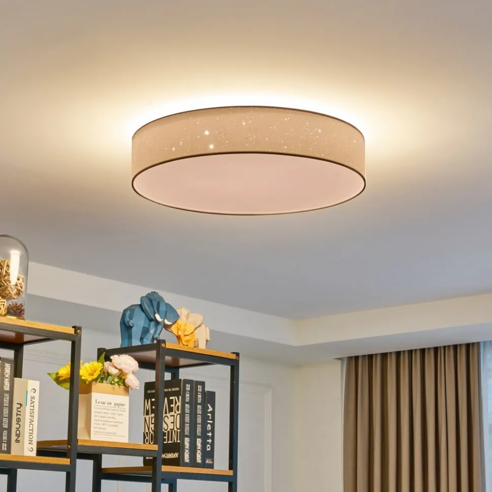 Lindby LED plafondlamp Ellamina, Ø 60 cm, wit, textiel