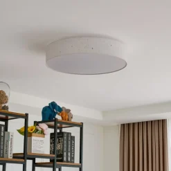 Lindby LED plafondlamp Ellamina, Ø 60 cm, wit, textiel