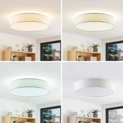 Lindby LED plafondlamp Ellamina, Ø 60 cm, wit, textiel
