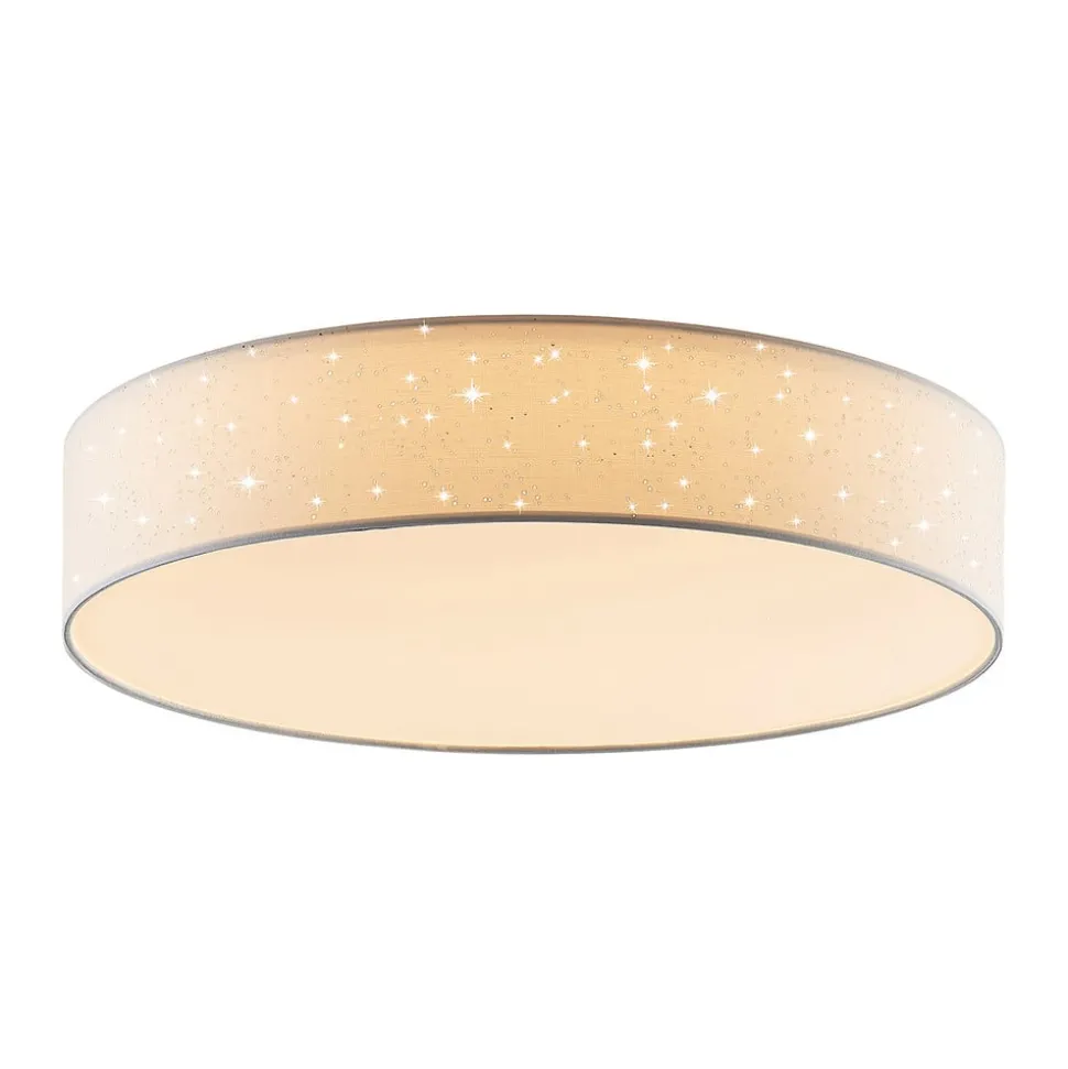 Lindby LED plafondlamp Ellamina, Ø 60 cm, wit, textiel