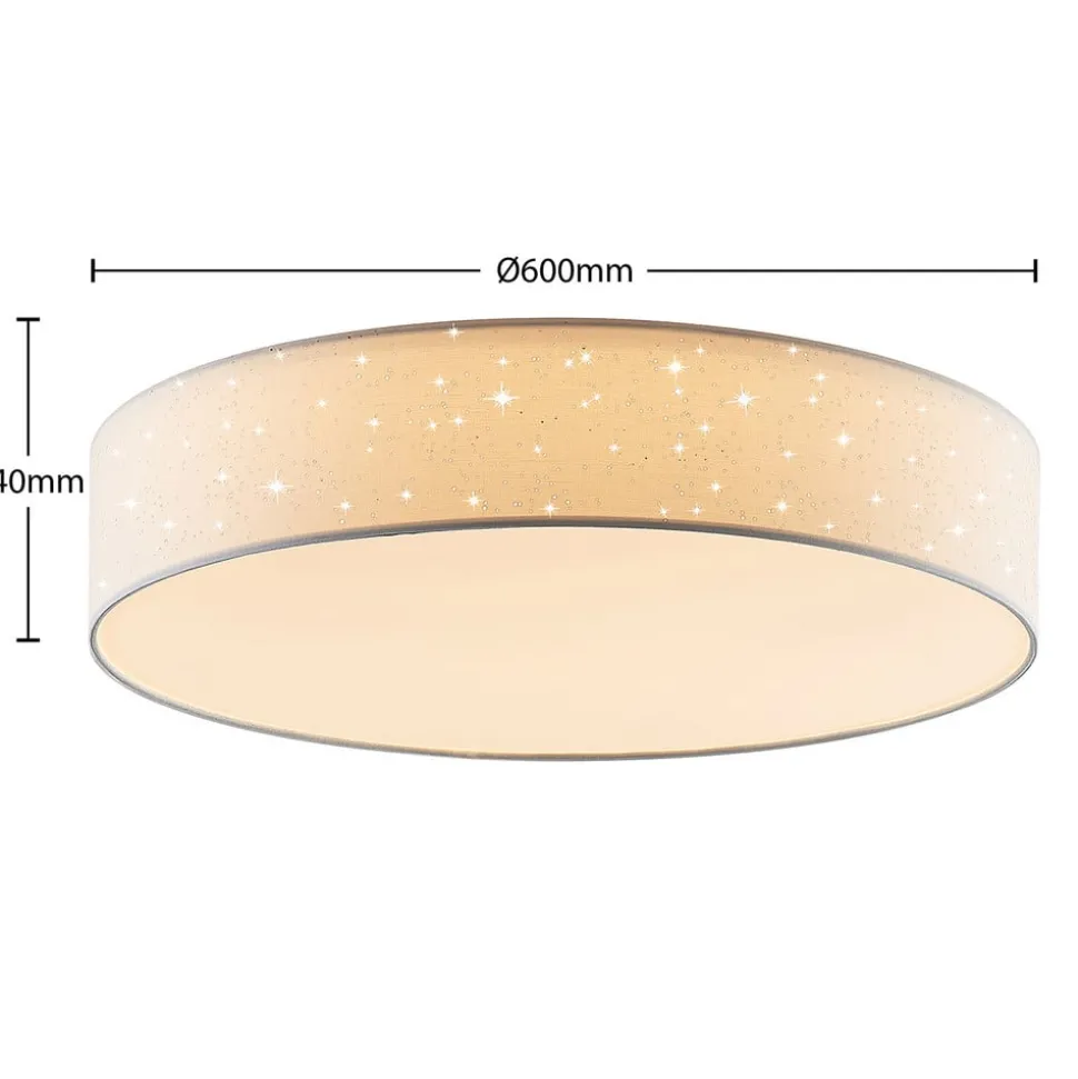 Lindby LED plafondlamp Ellamina, Ø 60 cm, wit, textiel