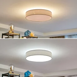 Lindby LED plafondlamp Ellamina, Ø 60 cm, wit, textiel