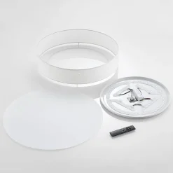 Lindby LED plafondlamp Ellamina, Ø 60 cm, wit, textiel