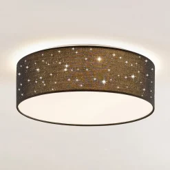Lindby LED plafondlamp Ellamina, 40 cm, zwart, textiel