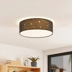 Lindby LED plafondlamp Ellamina, 40 cm, zwart, textiel