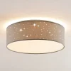 Lindby LED plafondlamp Ellamina, Ø 40 cm, lichtgrijs, textiel