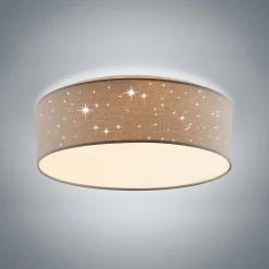 Lindby LED plafondlamp Ellamina, Ø 40 cm, lichtgrijs, textiel