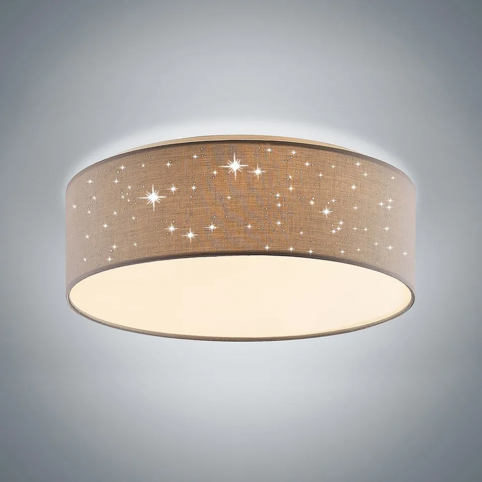 Lindby LED plafondlamp Ellamina, Ø 40 cm, lichtgrijs, textiel