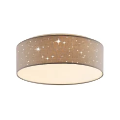 Lindby LED plafondlamp Ellamina, Ø 40 cm, lichtgrijs, textiel