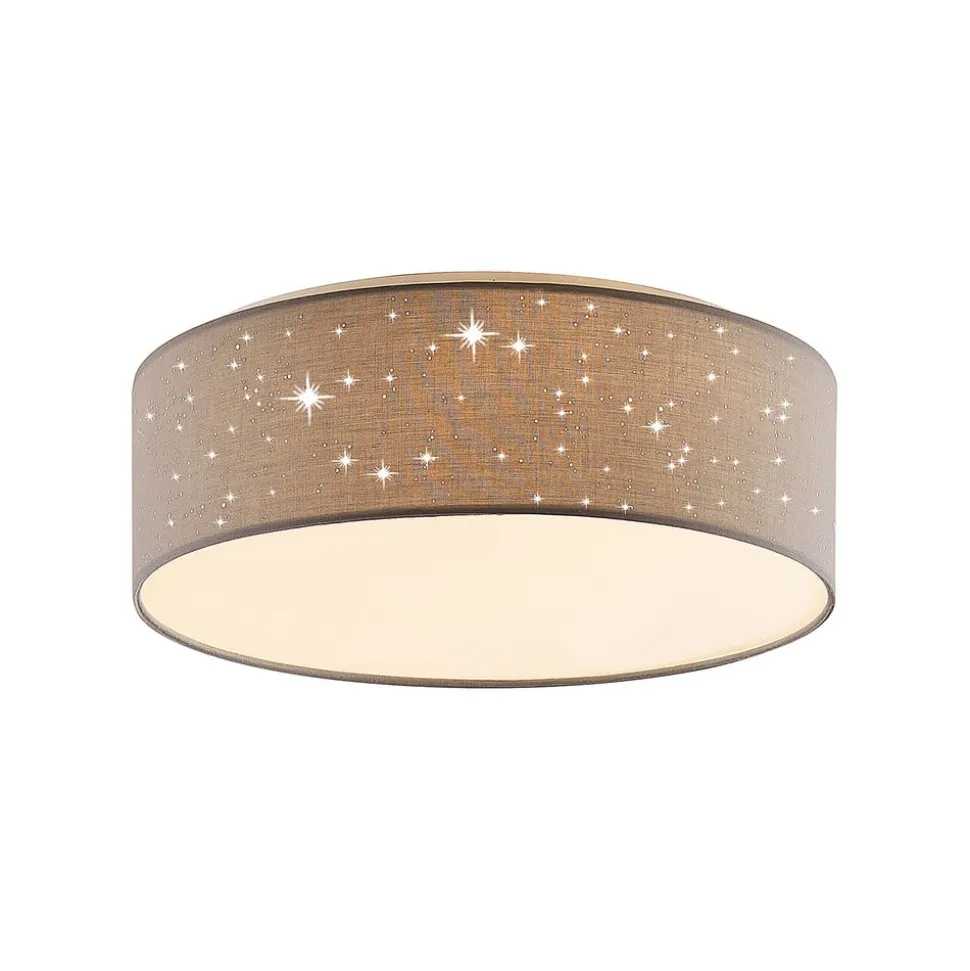 Lindby LED plafondlamp Ellamina, Ø 40 cm, lichtgrijs, textiel