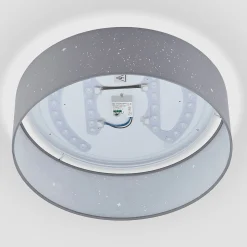 Lindby LED plafondlamp Ellamina, Ø 40 cm, lichtgrijs, textiel