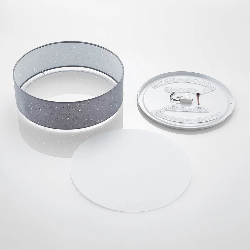 Lindby LED plafondlamp Ellamina, Ø 40 cm, lichtgrijs, textiel