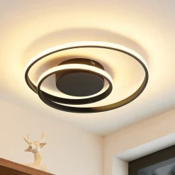 Lindby LED plafondlamp Emisua, zwart, CCT, dimbaar