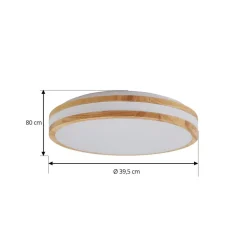 Lindby LED plafondlamp Emiva, Ø 39,5 cm, CCT, hout