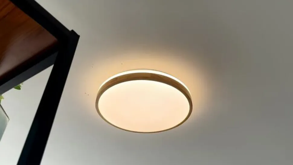 Lindby LED plafondlamp Emiva, Ø 49 cm, CCT, hout