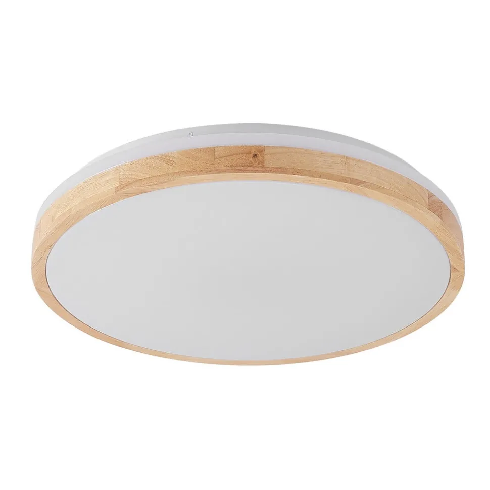 Lindby LED plafondlamp Emiva, Ø 49 cm, CCT, hout