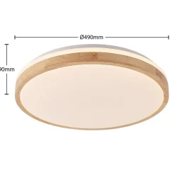 Lindby LED plafondlamp Emiva, Ø 49 cm, CCT, hout