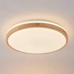 Lindby LED plafondlamp Emiva, Ø 49 cm, CCT, hout
