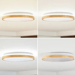 Lindby LED plafondlamp Emiva, Ø 49 cm, CCT, hout