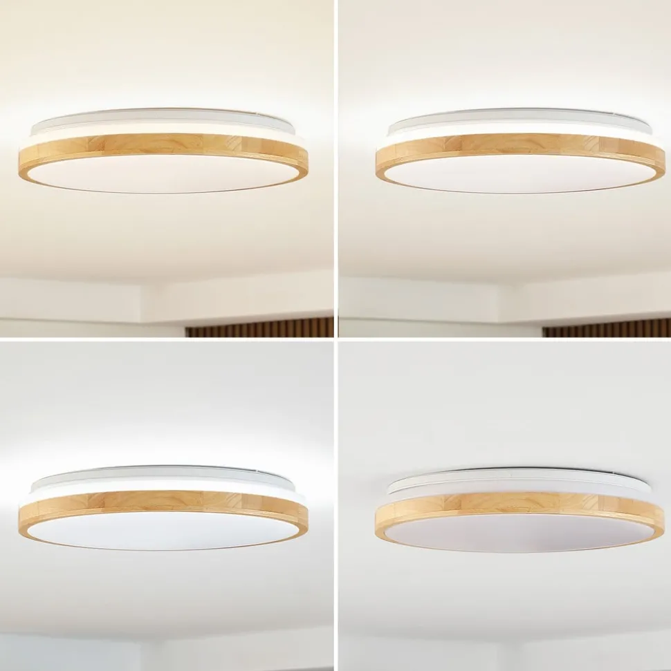 Lindby LED plafondlamp Emiva, Ø 49 cm, CCT, hout