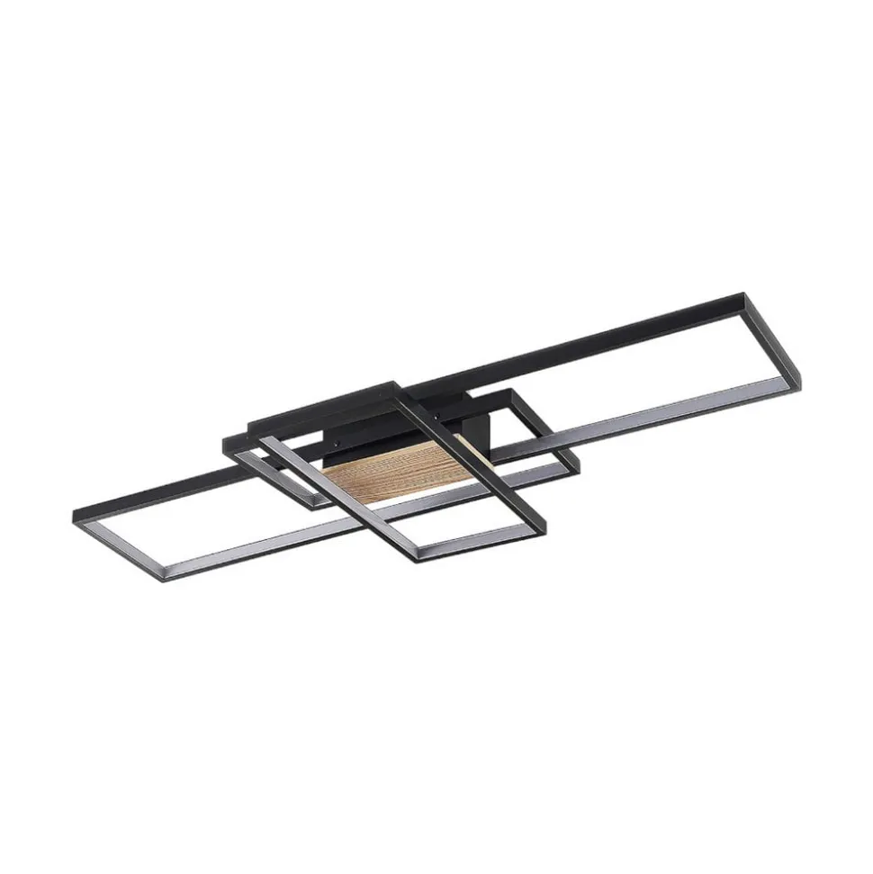 Lindby LED plafondlamp Emiljan, zwart, dimbaar, aluminium