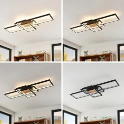 Lindby LED plafondlamp Emiljan, zwart, dimbaar, aluminium