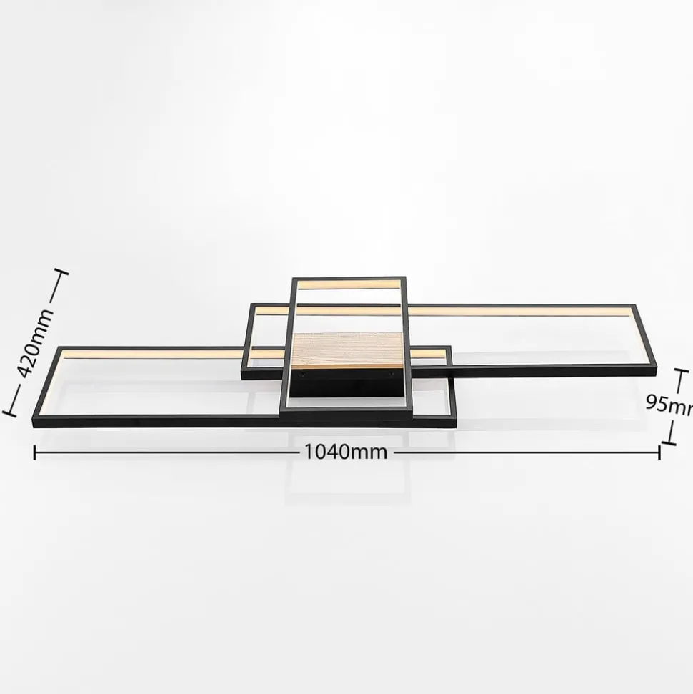 Lindby LED plafondlamp Emiljan, zwart, dimbaar, aluminium