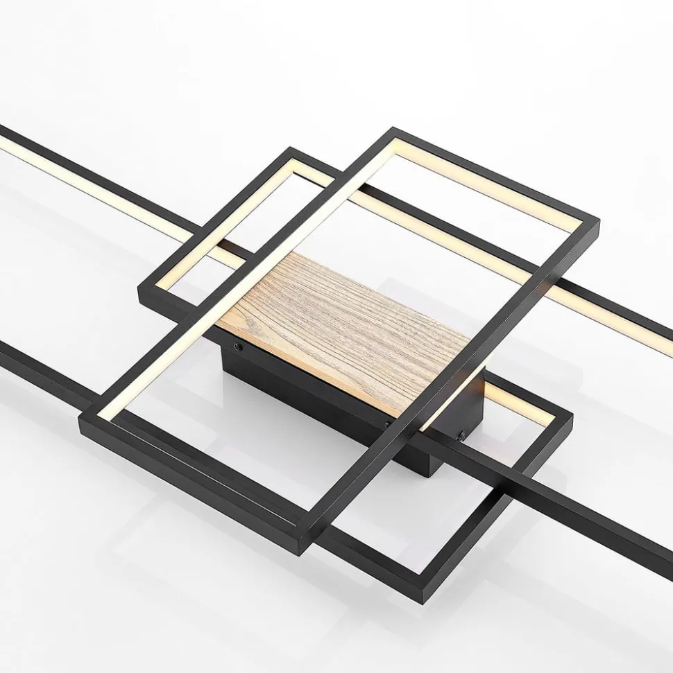 Lindby LED plafondlamp Emiljan, zwart, dimbaar, aluminium