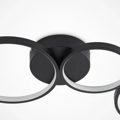 Lindby LED plafondlamp Evengeline, zwart, aluminium, 88 cm