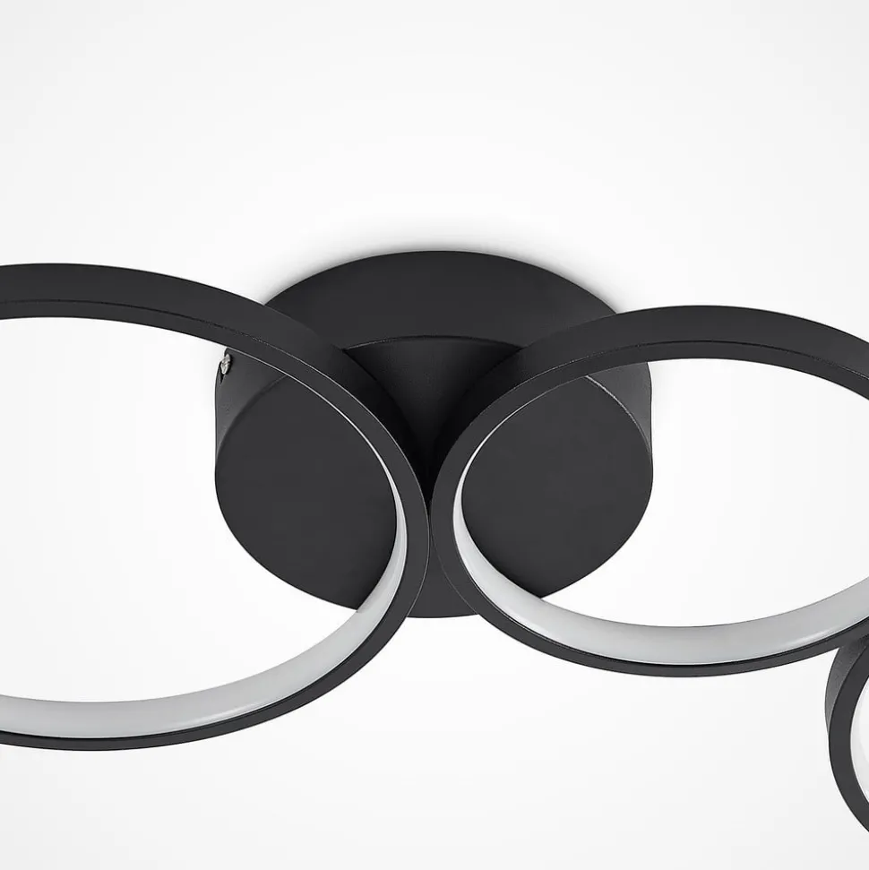 Lindby LED plafondlamp Evengeline, zwart, aluminium, 88 cm