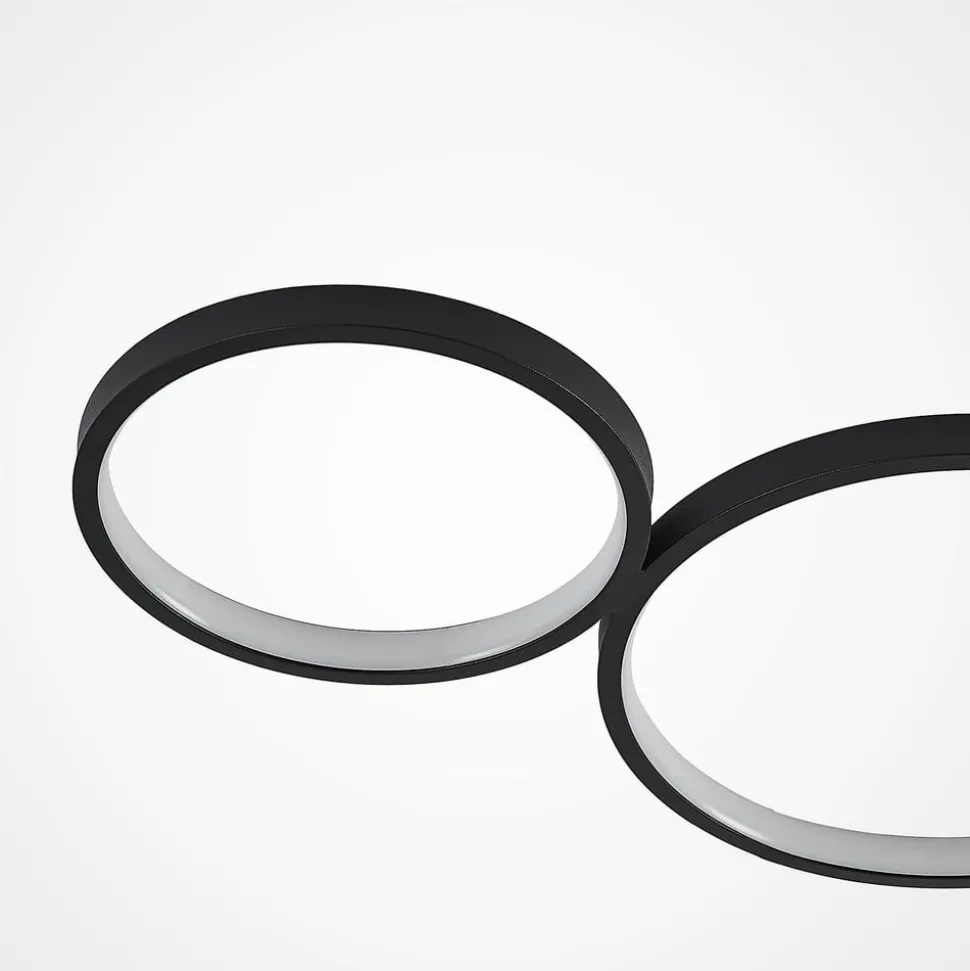 Lindby LED plafondlamp Evengeline, zwart, aluminium, 88 cm