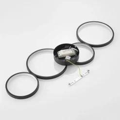 Lindby LED plafondlamp Evengeline, zwart, aluminium, 88 cm