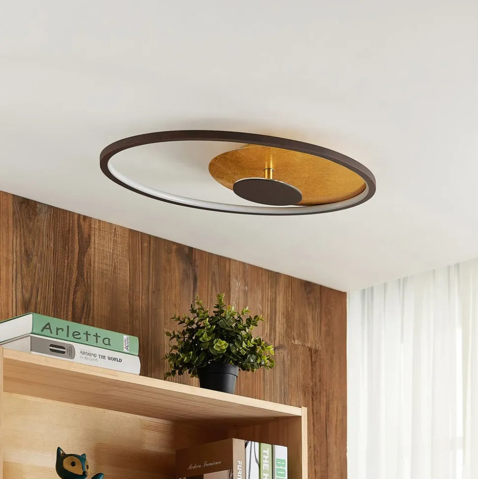 Lindby LED plafondlamp Feival, 61 cm, roest/goud, dimbaar