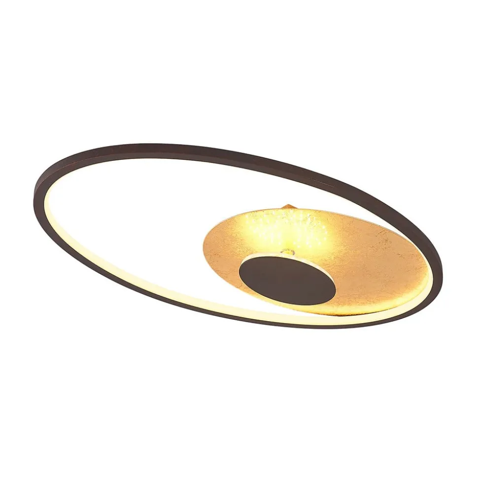 Lindby LED plafondlamp Feival, 61 cm, roest/goud, dimbaar