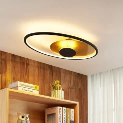 Lindby LED plafondlamp Feival, 73 cm, roest/goud, dimbaar