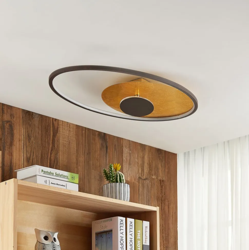 Lindby LED plafondlamp Feival, 73 cm, roest/goud, dimbaar