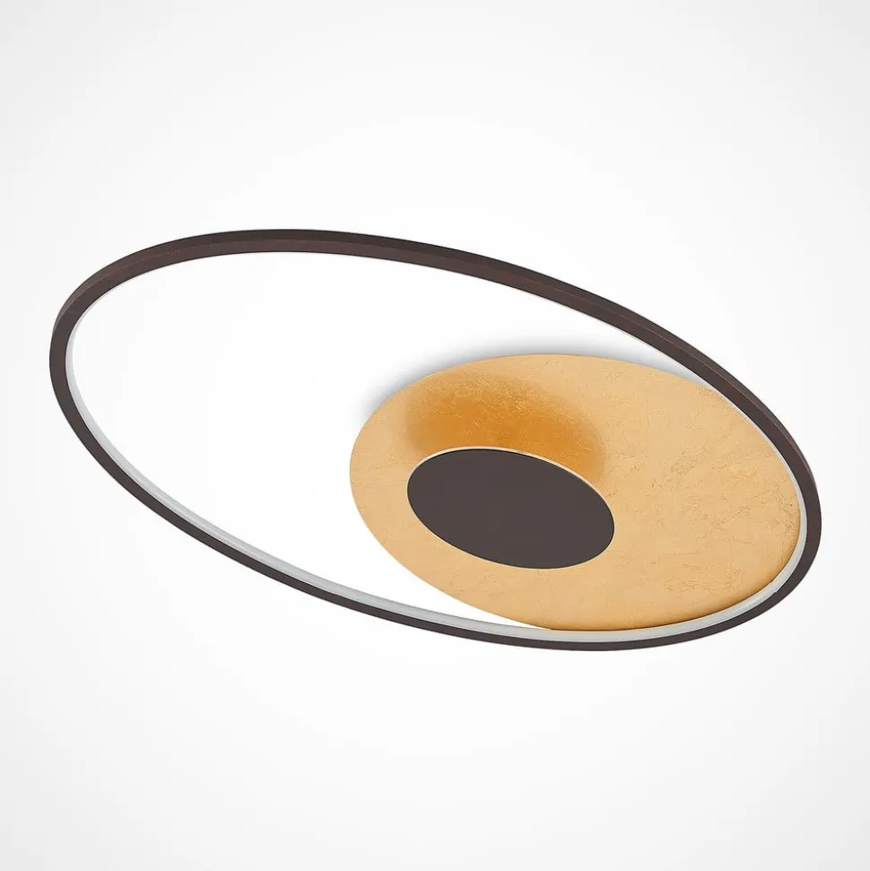 Lindby LED plafondlamp Feival, 73 cm, roest/goud, dimbaar