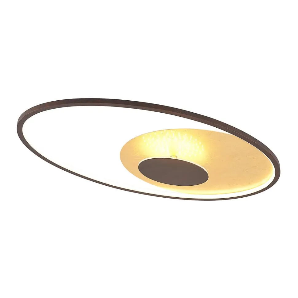 Lindby LED plafondlamp Feival, 73 cm, roest/goud, dimbaar