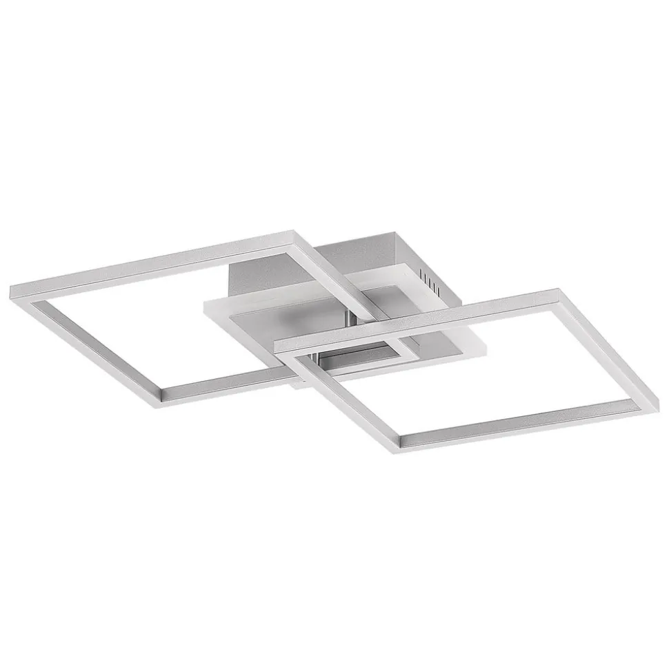 Lindby LED plafondlamp Fjardo, hoekig, zilver, CCT, afstandsbediening