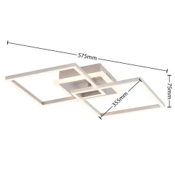 Lindby LED plafondlamp Fjardo, hoekig, zilver, CCT, afstandsbediening