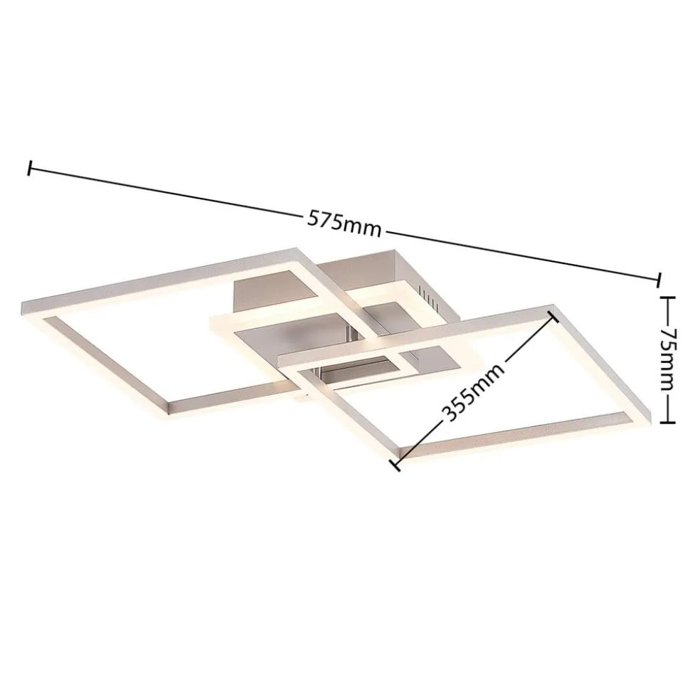 Lindby LED plafondlamp Fjardo, hoekig, zilver, CCT, afstandsbediening