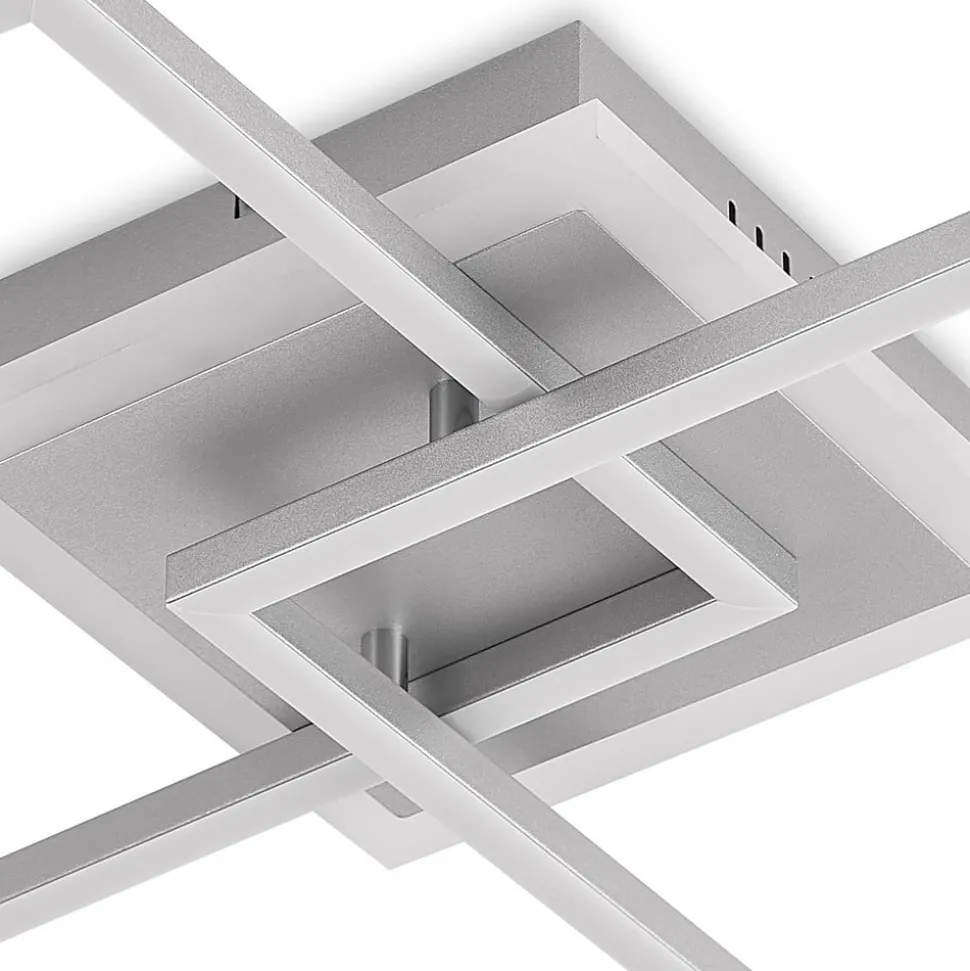 Lindby LED plafondlamp Fjardo, hoekig, zilver, CCT, afstandsbediening