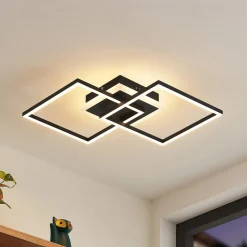 Lindby LED plafondlamp Fjardo, hoekig, zwart, CCT, afstandsbediening