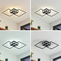 Lindby LED plafondlamp Fjardo, hoekig, zwart, CCT, afstandsbediening