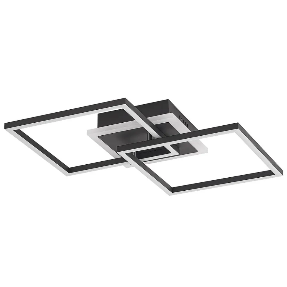 Lindby LED plafondlamp Fjardo, hoekig, zwart, CCT, afstandsbediening