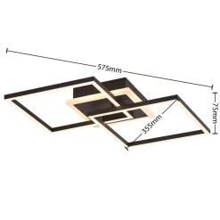 Lindby LED plafondlamp Fjardo, hoekig, zwart, CCT, afstandsbediening