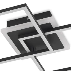 Lindby LED plafondlamp Fjardo, hoekig, zwart, CCT, afstandsbediening