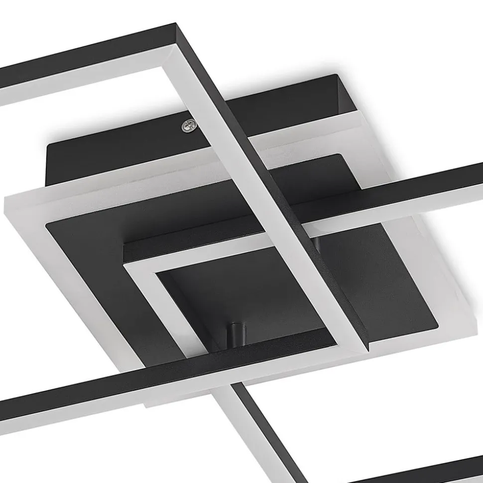 Lindby LED plafondlamp Fjardo, hoekig, zwart, CCT, afstandsbediening