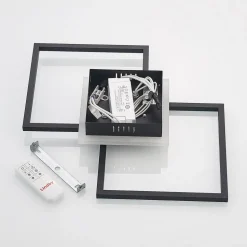 Lindby LED plafondlamp Fjardo, hoekig, zwart, CCT, afstandsbediening